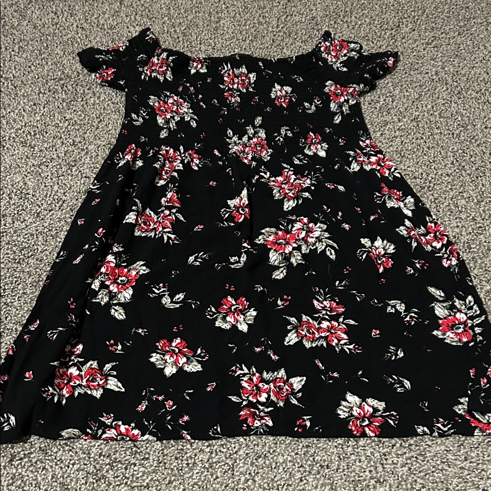 Ambiance Black and Red Floral Kids Dress